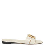  Dép Nữ Fendi Ffold Leather Sandals 'White' 