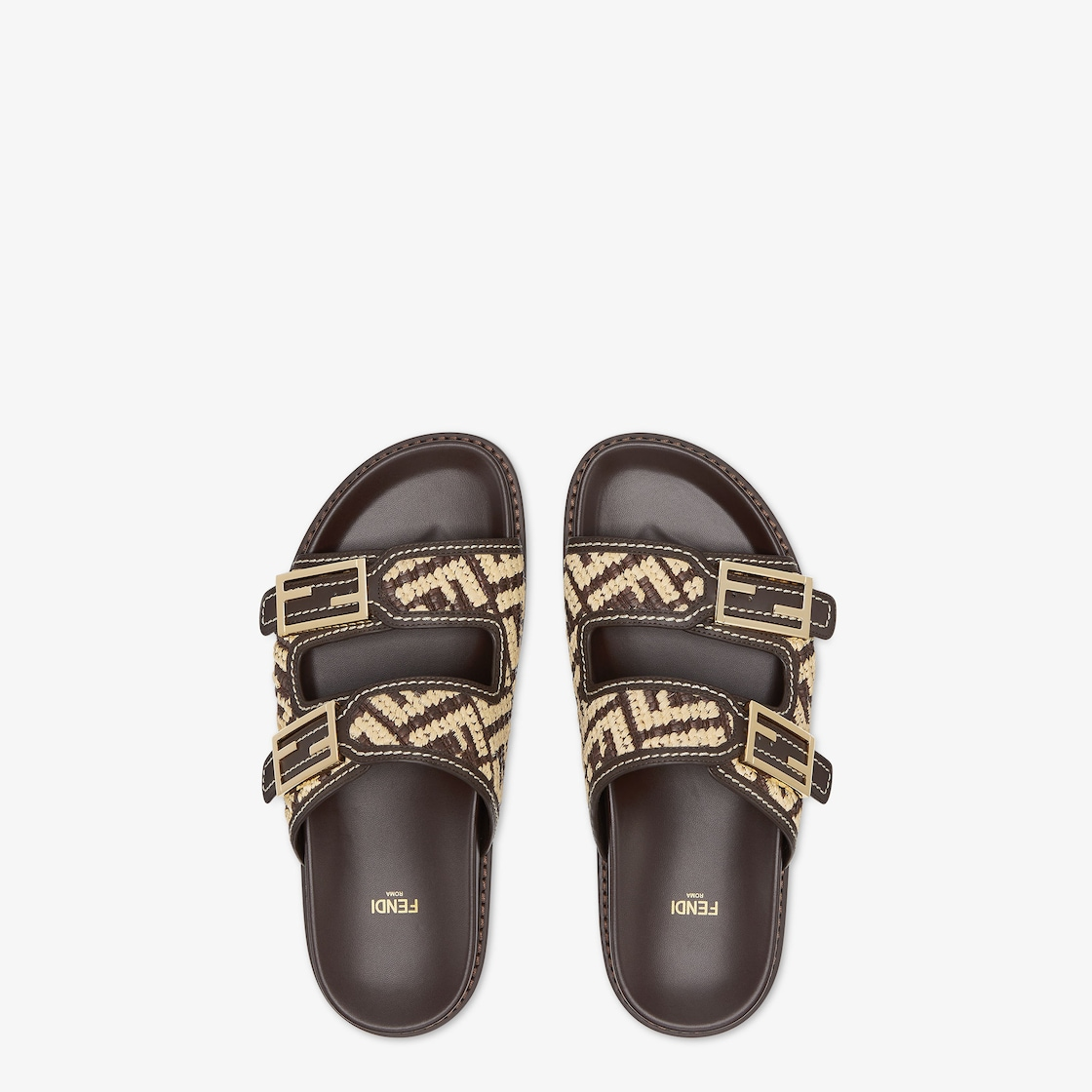  Dép Nữ Fendi Feel Raffia Slides 'Brown' 