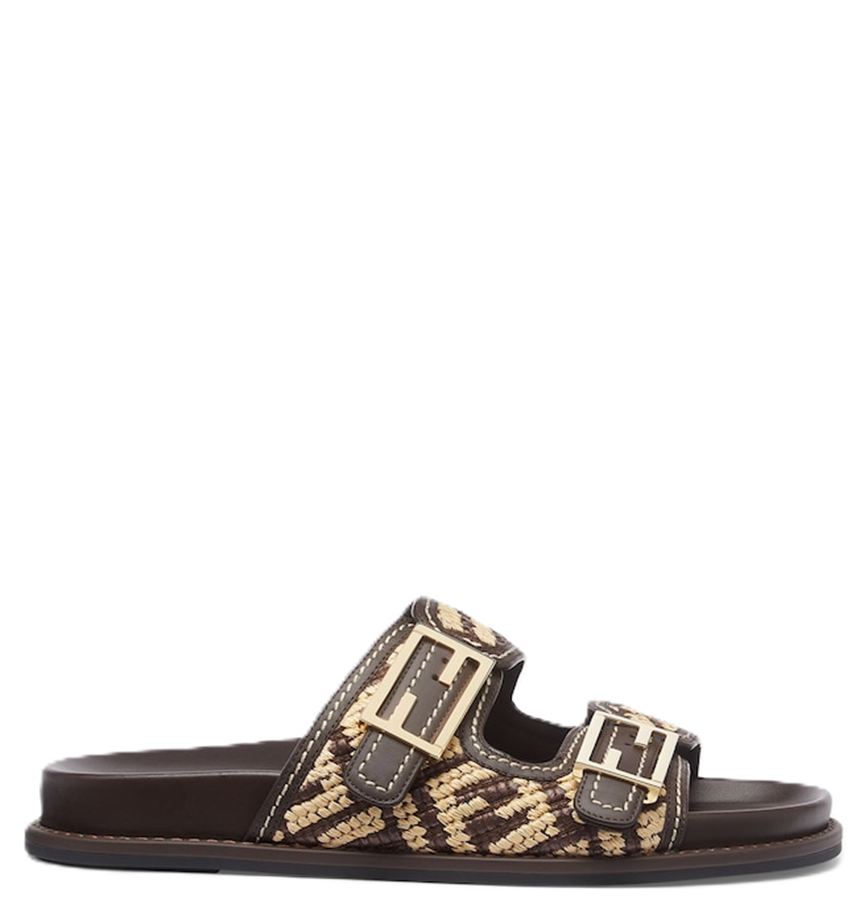  Dép Nữ Fendi Feel Raffia Slides 'Brown' 