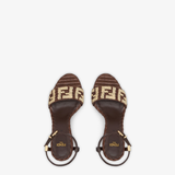  Dép Nữ Fendi Delfina Raffia Sandals 'Brown' 