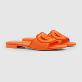  Dép Nữ Gucci Interlocking G Slide Sandal 'Orange GG Canvas' 