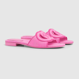  Dép Nữ Gucci Interlocking G Slide Sandal 'Pink GG Canvas' 