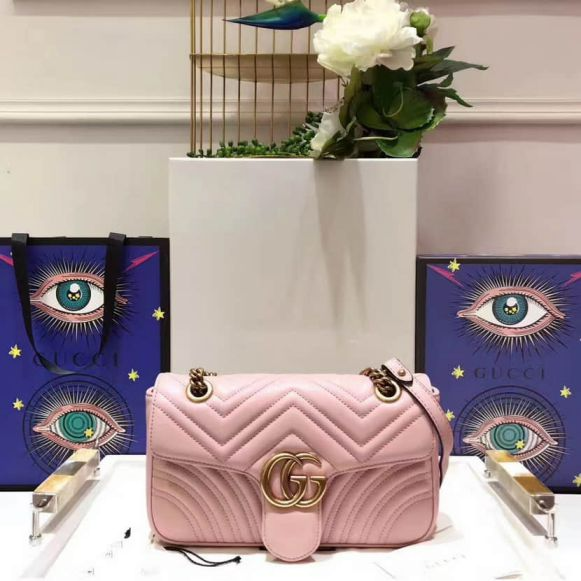 Túi Nữ Gucci GG Marmont Matelasse Shoulder Bag 'Pink' 