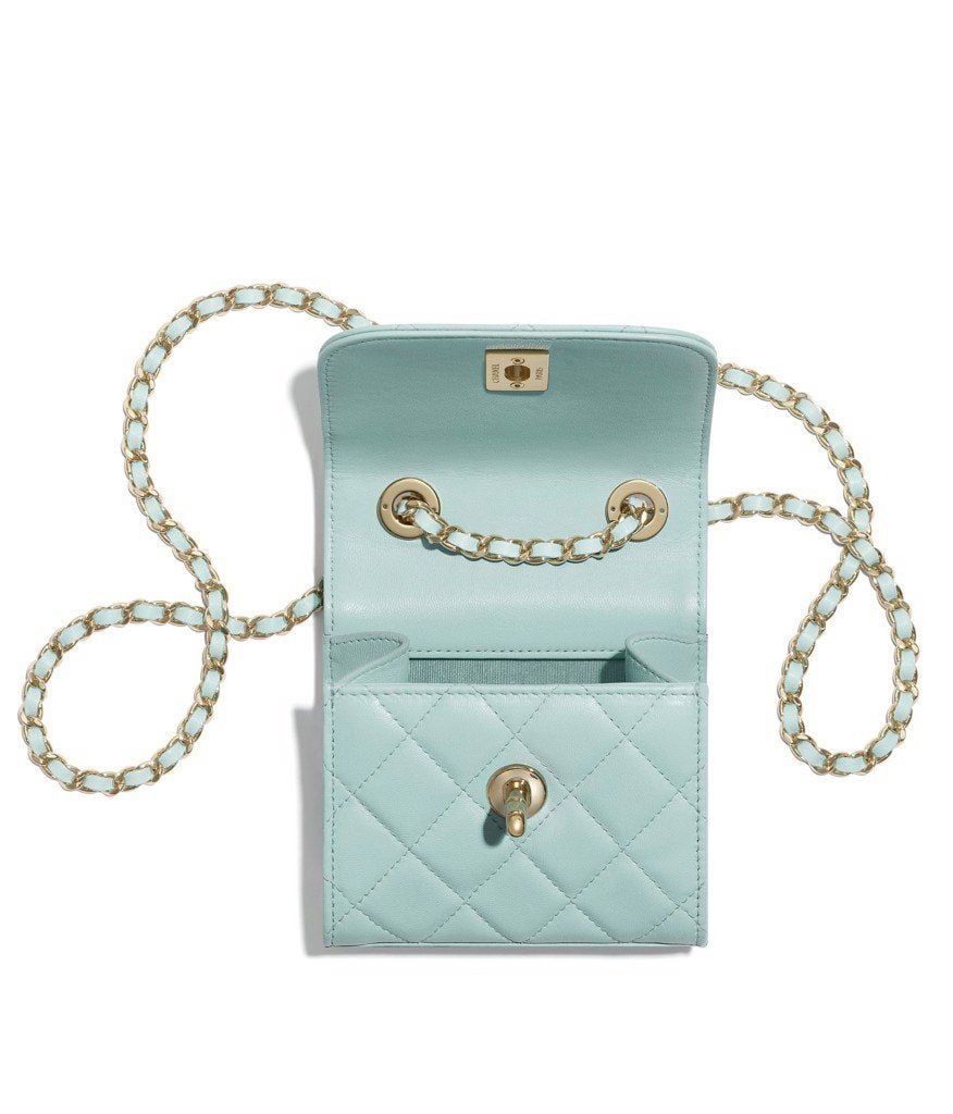  Túi Nữ Chanel Clutch With Chain Lambskin 'Light Blue' 