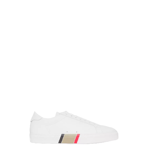  Giày Nam Burberry Stripe Detail Leather Sneakers 'Optic White' 