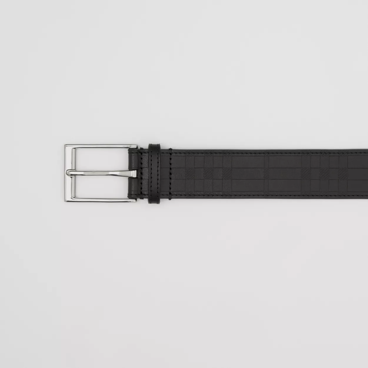  Thắt Lưng Nam Burberry Embossed Check Leather Belt 'Black' 