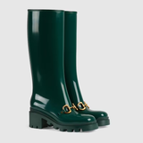  Giày Nữ Gucci Knee High Boot With Horsebit Rubber 'Green' 