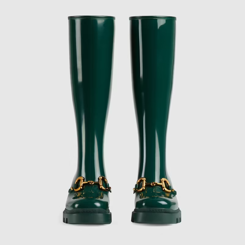  Giày Nữ Gucci Knee High Boot With Horsebit Rubber 'Green' 