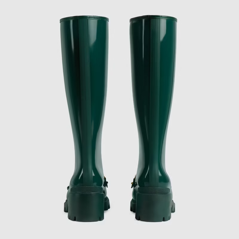  Giày Nữ Gucci Knee High Boot With Horsebit Rubber 'Green' 