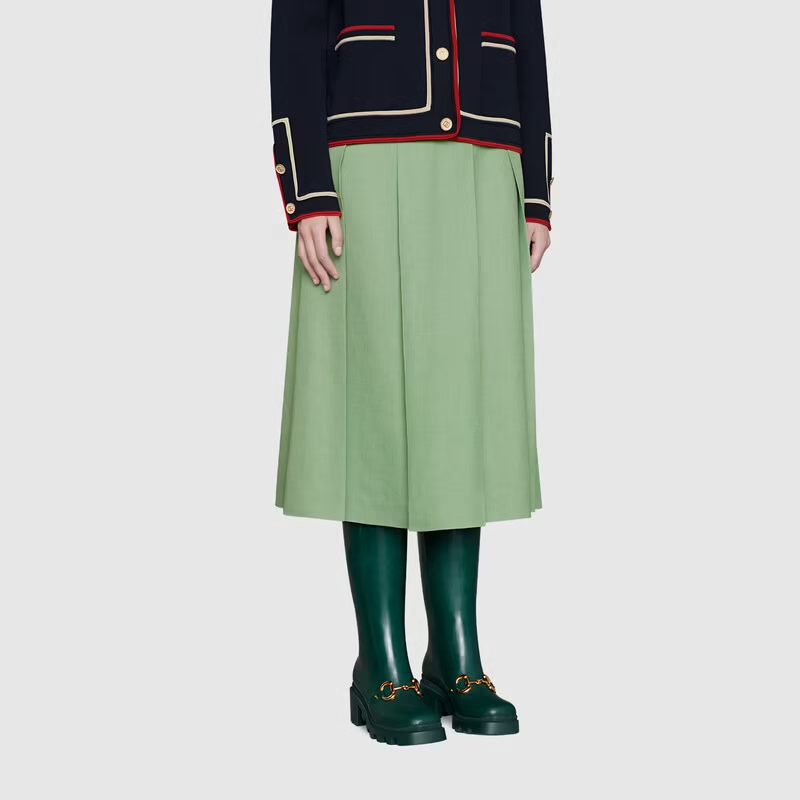  Giày Nữ Gucci Knee High Boot With Horsebit Rubber 'Green' 