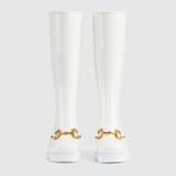  Giày Nữ Gucci Knee High Boot With Horsebit Rubber 'White' 