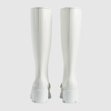  Giày Nữ Gucci Knee High Boot With Horsebit Rubber 'White' 