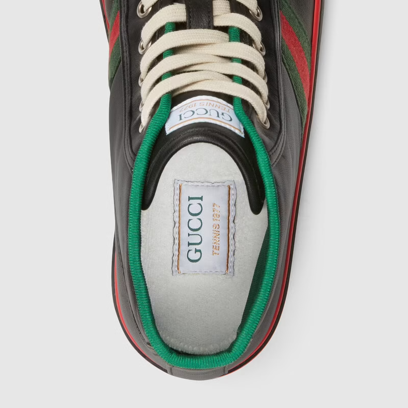  Giày Nam Gucci Tennis 1977 High Top Leather 'Black' 