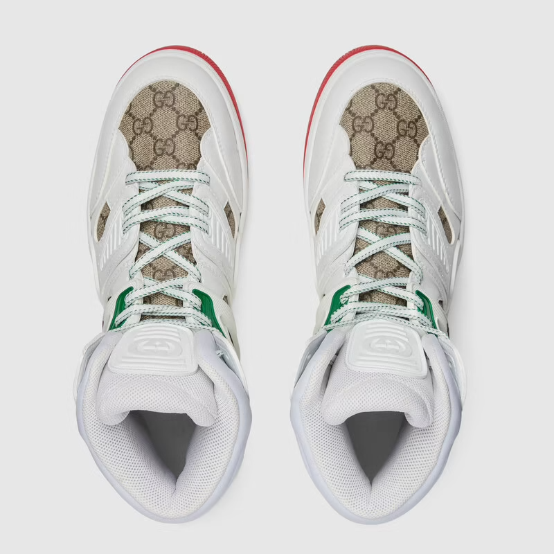  Giày Nam Gucci Basket Sneaker With Interlocking G 'White Demetra' 