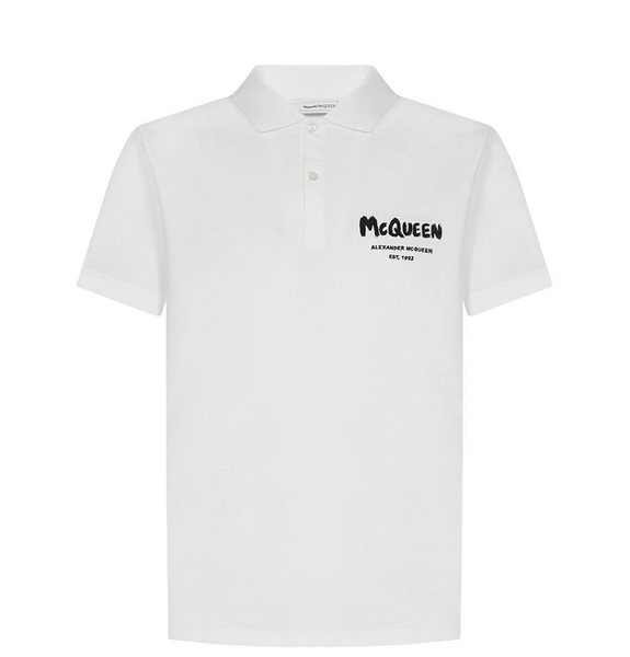  Áo Nam Alexander Mcqueen Graffity Logo Polo 'White' 