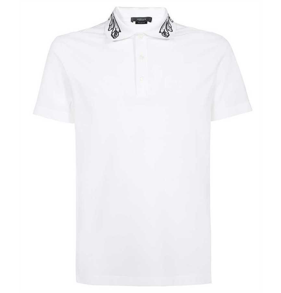  Áo Nam Versace Barocco Embroidered Polo Shirt 'White' 