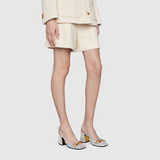  Giày Nữ Gucci Mid Heel Slingback With Horsebit Leather 'Silver Metallic' 