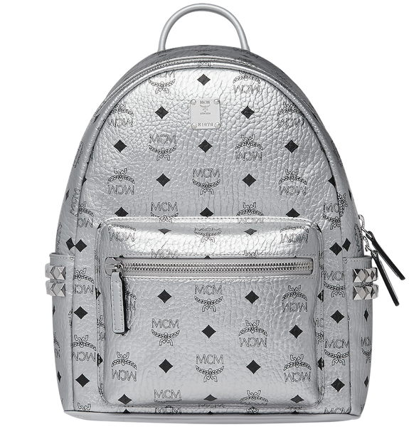  Balo Nữ MCM Stark Side Studs Backpack In Visetos 'Silver' 