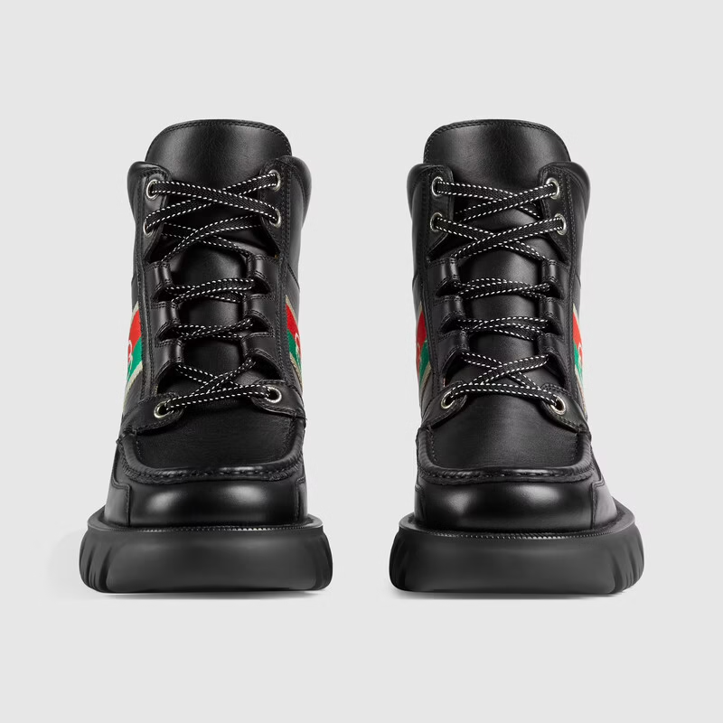  Giày Nam Gucci Ankle Boot With Interlocking G Leather 'Black' 