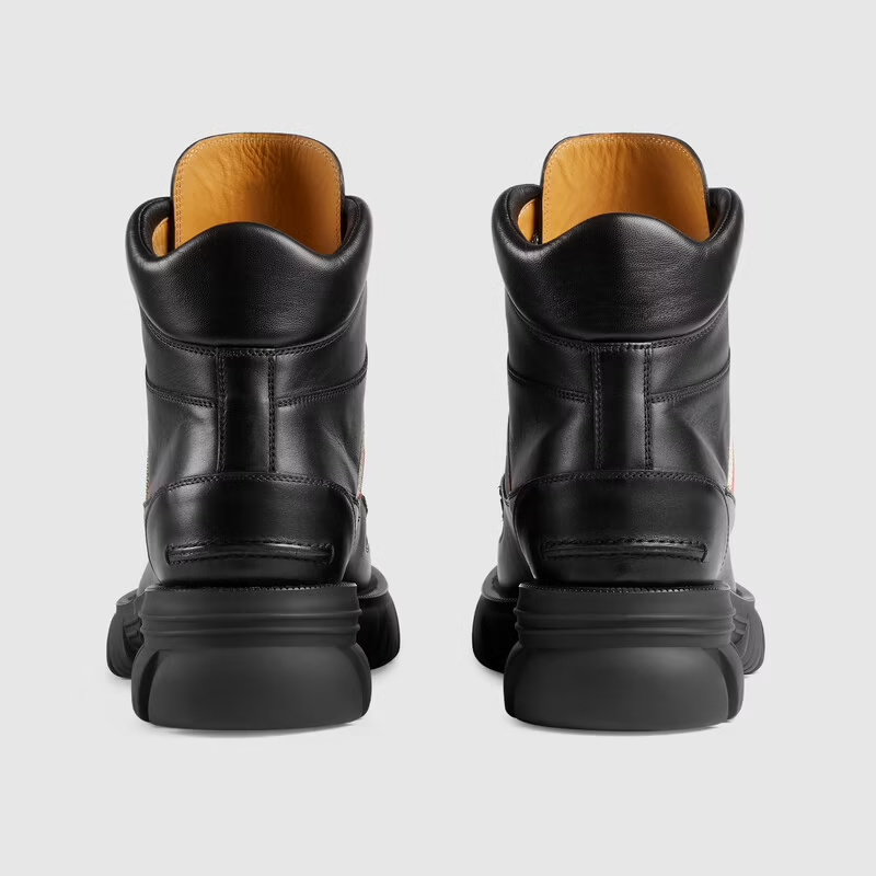  Giày Nam Gucci Ankle Boot With Interlocking G Leather 'Black' 