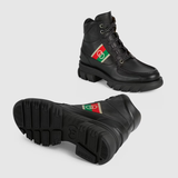  Giày Nam Gucci Ankle Boot With Interlocking G Leather 'Black' 