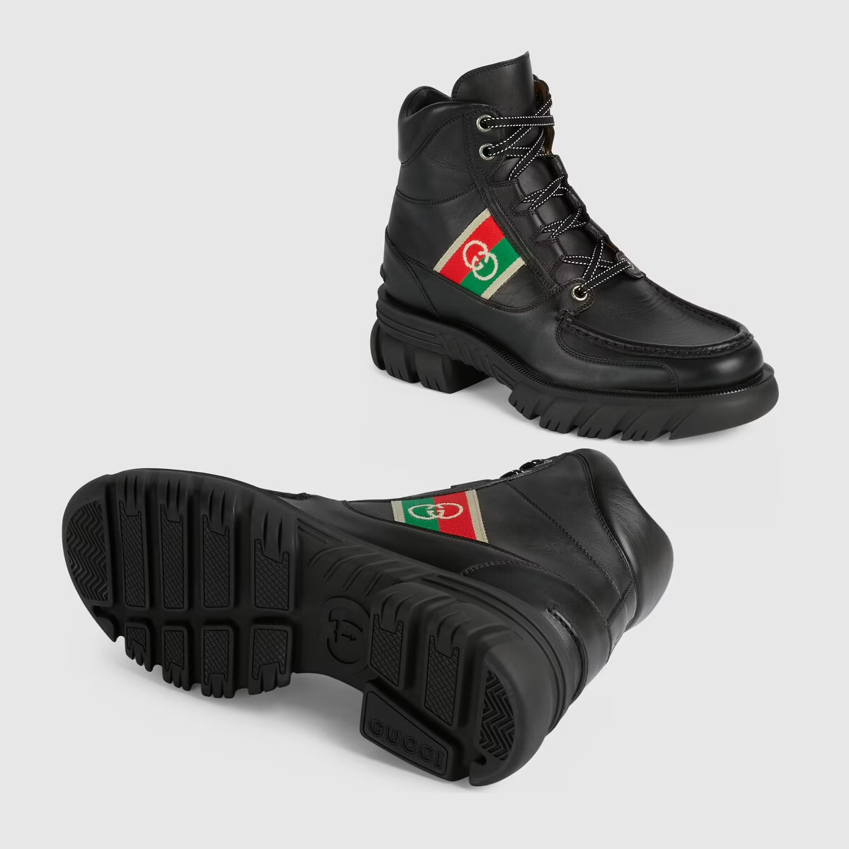  Giày Nam Gucci Ankle Boot With Interlocking G Leather 'Black' 