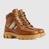  Giày Nam Gucci Ankle Boot With Interlocking G Cuir Leather 'Brown' 