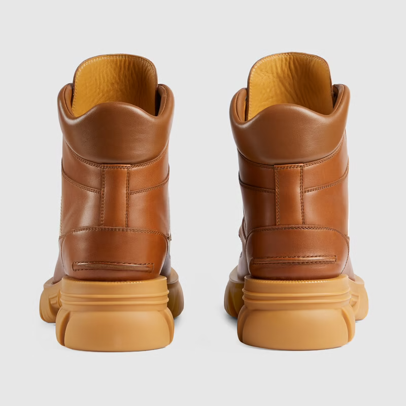  Giày Nam Gucci Ankle Boot With Interlocking G Cuir Leather 'Brown' 