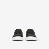  Giày Nam Burberry Leather Suede House Check Cotton Sneakers 'Black' 