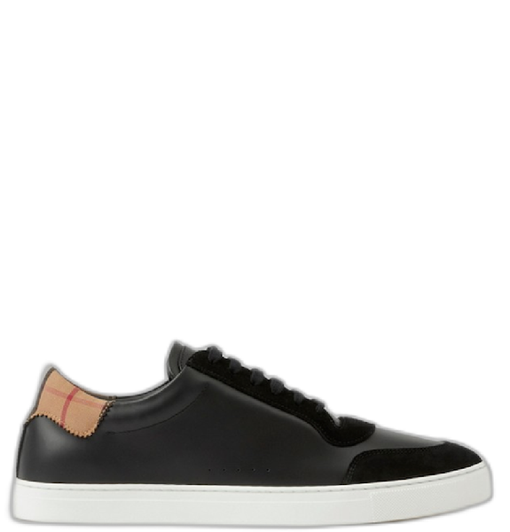  Giày Nam Burberry Leather Suede Vintage Check Cotton Sneakers 'Black' 