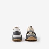  Giày Nam Burberry Vintage Check Suede Leather Sneakers 'Grey Archive Beige' 