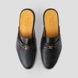  Giày Nam Gucci Black Leather With Gold Logo 'Black' 