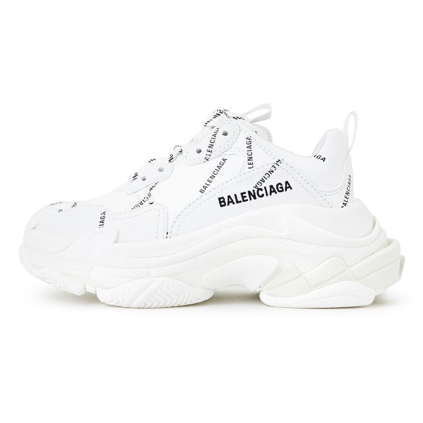  Giày Nữ Balenciaga All Over Logo Triple S Sneakers 'White' 