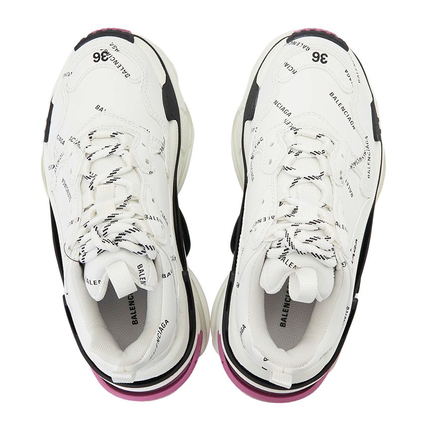  Giày Nữ Balenciaga All Over Logo Triple S Sneakers 'White' 
