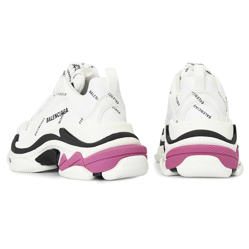  Giày Nữ Balenciaga All Over Logo Triple S Sneakers 'White' 