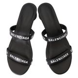  Giày Nữ Balenciaga Logo Round Slippers Sandals 'Black' 
