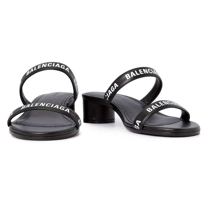  Giày Nữ Balenciaga Logo Round Slippers Sandals 'Black' 