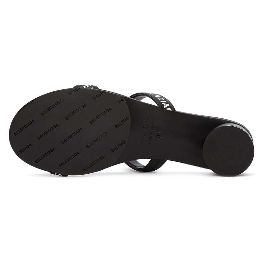 Giày Nữ Balenciaga Logo Round Slippers Sandals 'Black' 