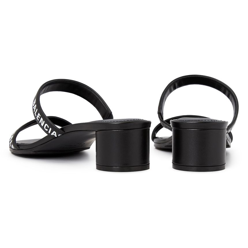  Giày Nữ Balenciaga Logo Round Slippers Sandals 'Black' 