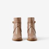  Giày Nữ Burberry House Check Leather Ankle Boots 'Wheat' 