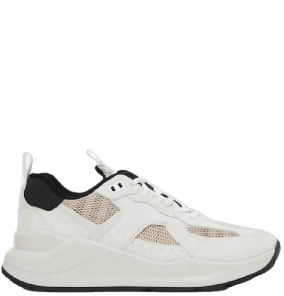  Giày Nữ Burberry Logo Print Leather Suede And Check Mesh Sneakers 'Archive Beige White' 