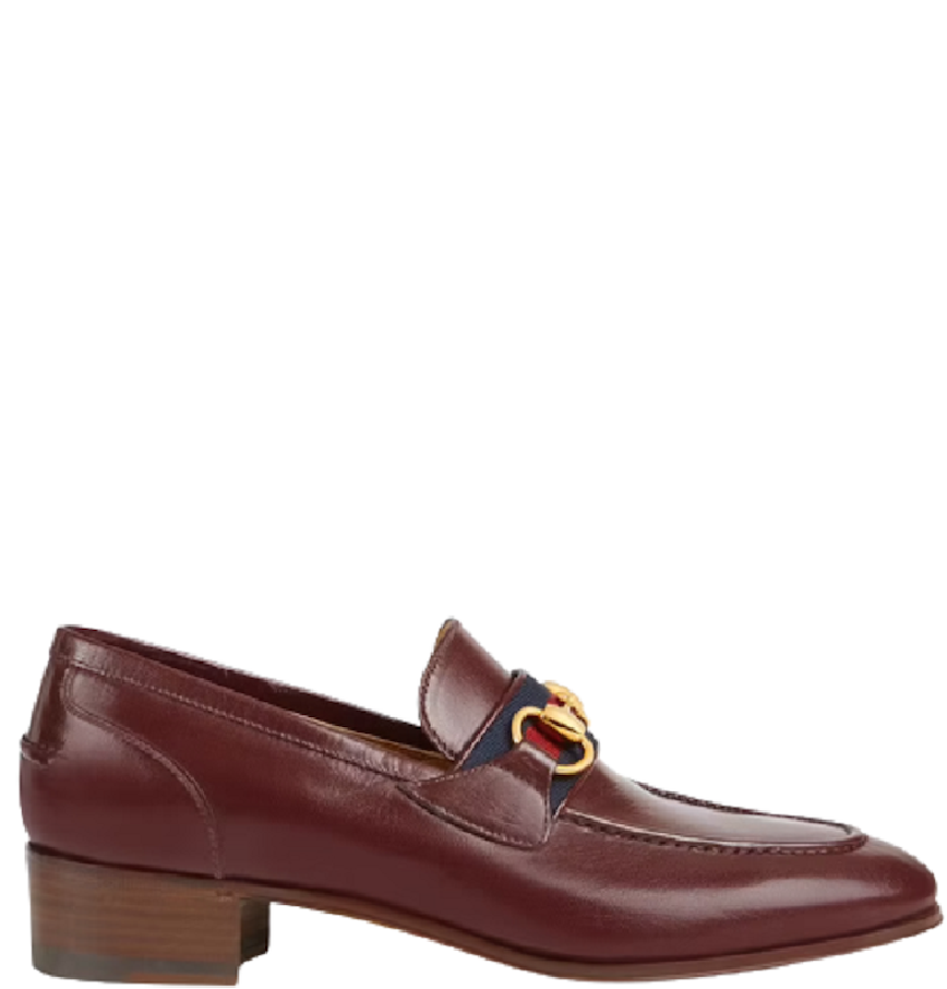  Giày Nữ Gucci Loafer Horsebit Web 'Deep Red' 