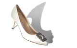  Giày Nữ Manolo Blahnik Hangisi 70 Satin Jewel Buckle Pumps 'White' 