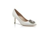  Giày Nữ Manolo Blahnik Hangisi 70 Satin Jewel Buckle Pumps 'White' 
