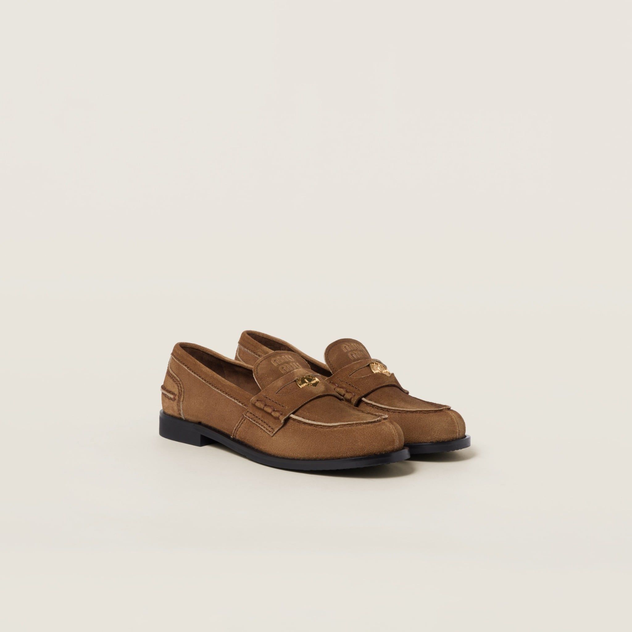  Giày Nữ Miu Miu Faded Suede Loafers 'Cinnamon' 