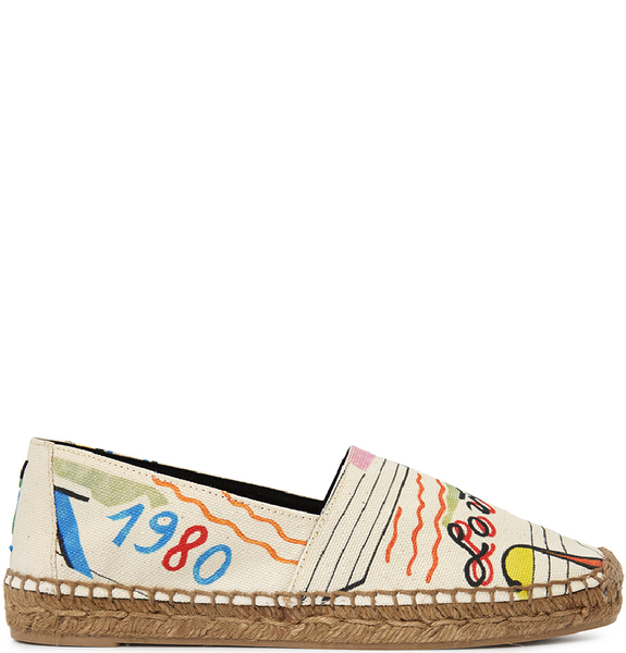  Giày Nữ Saint Laurent Love 1980 Espadrilles Sneakers Slip On 'Ivory' 