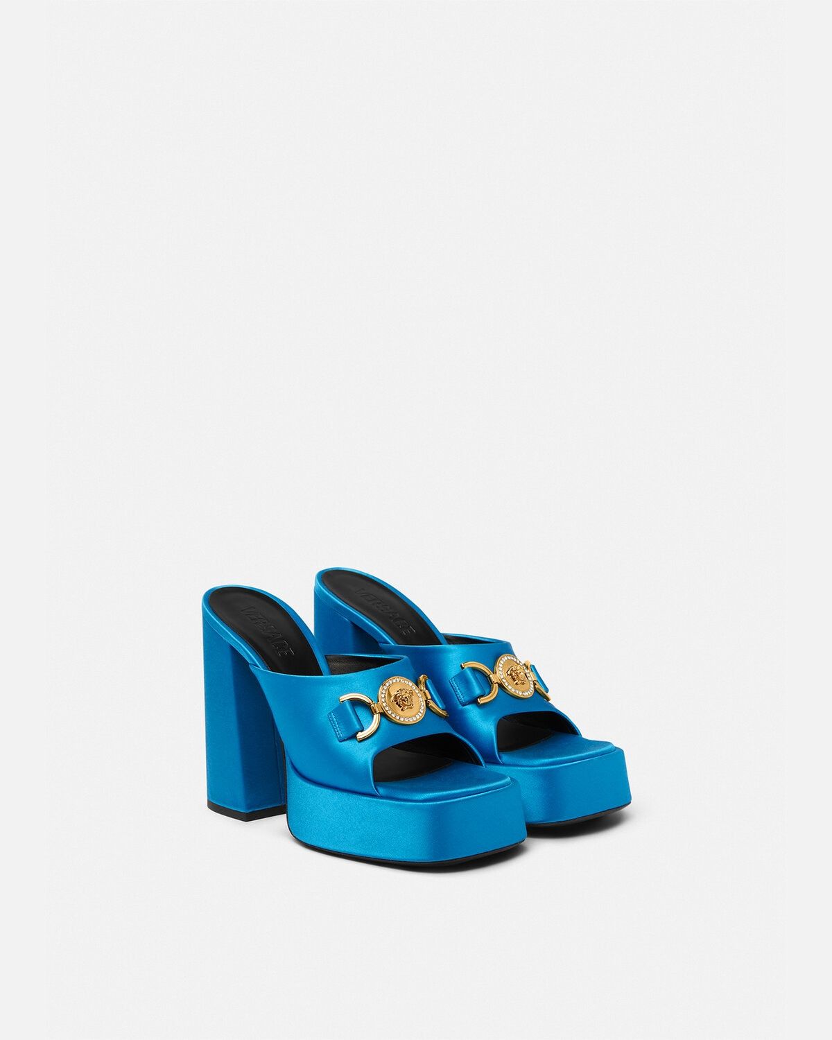  Giày Nữ Versace Aevitas Satin Platform Mules 'Blue' 