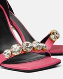  Giày Nữ Versace Crystal Satin Sandals 'Fuchsia' 