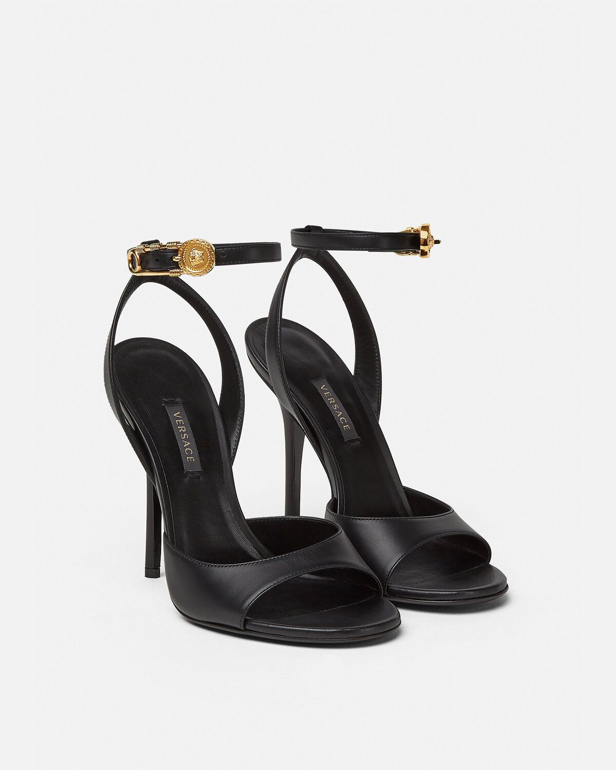  Giày Nữ Versace Safety Pin High Heel Sandals 'Black' 