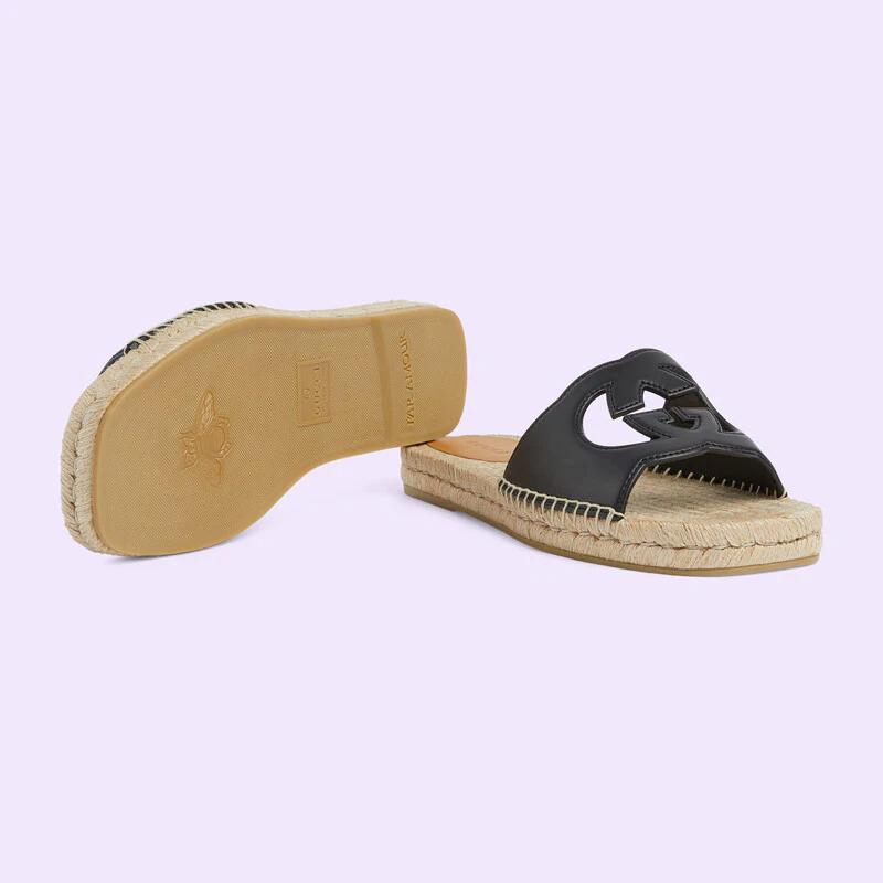 Dép Nam Gucci Interlocking G Cut-Out Sandals 'Black' 725260